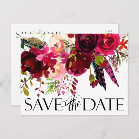 結婚式の日程を保存 | フローラ保穂 案内ポストカード (正面/裏面)