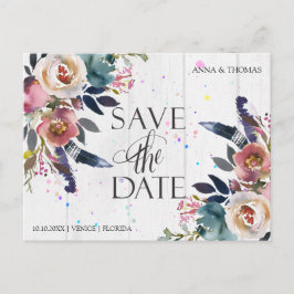 結婚式の日程を保存 | ボホブルー&ミスティバラ 案内ポストカード