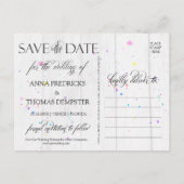 結婚式の日程を保存 | ボホブルー&ミスティバラ 案内ポストカード (裏面)