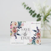 結婚式の日程を保存 | ボホブルー&ミスティバラ 案内ポストカード (スタンド正面)