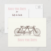 結婚式の日程を保存 自転車 二人乗り 案内ポストカード (正面/裏面)