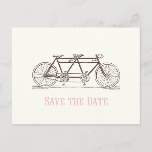 結婚式の日程を保存 自転車 二人乗り 案内ポストカード (正面)
