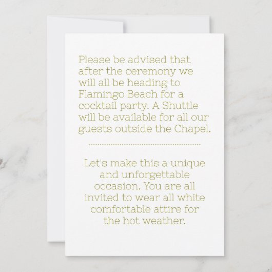 結婚式の日程を控えておいてくださいという招待状 招待状 (裏面)