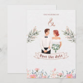 結婚式の日程を控えておいてください 招待状 (正面/裏面)