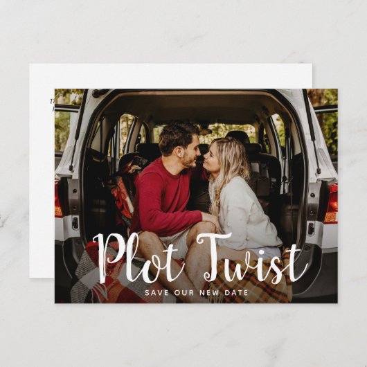 結婚式の日程変更のお知らせカード インビテーションポストカード (正面/裏面)