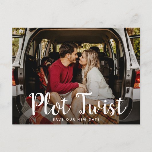 結婚式の日程変更のお知らせカード インビテーションポストカード (正面)