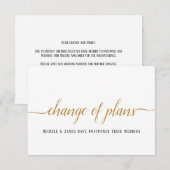 結婚式の日程変更のお詫び - 現代的なデザイン 案内状 (正面/裏面)