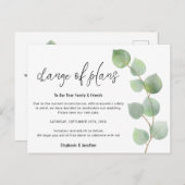 結婚式の日程変更スクリプト ユーカリ 案内ポストカード (正面/裏面)