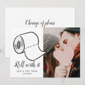 結婚式の日程変更写真 ウェディング 延期 イベント 招待状 (正面/裏面)