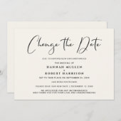 結婚式の日程変更延期 ライトクリーム 案内状 (正面/裏面)