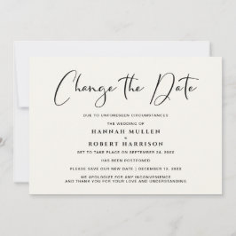 結婚式の日程変更延期 ライトクリーム 案内状