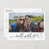 結婚式の日程変更 ウェディングフォト 現代風 おしゃれ 案内ポストカード (正面/裏面)