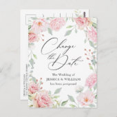 結婚式の日程変更 エレガントなブッシュローズ ポストカード (正面/裏面)