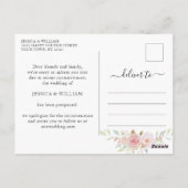 結婚式の日程変更 エレガントなブッシュローズ ポストカード (裏面)