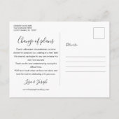 結婚式の日程変更 フォト モダン ファン 案内ポストカード (裏面)