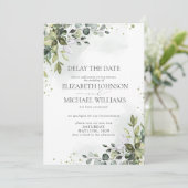 結婚式の日程延期 ユーカリの水彩 案内状 (スタンド正面)