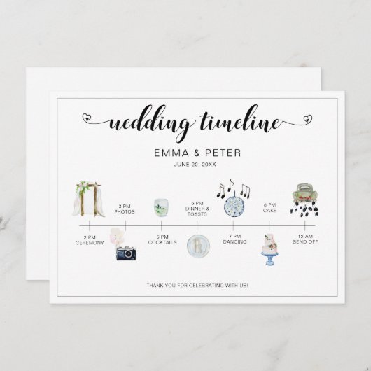 結婚式の日程表タイムラインプログラム (正面/裏面)