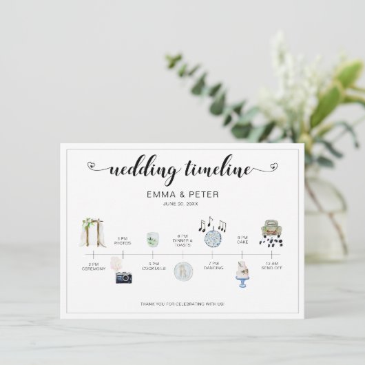 結婚式の日程表タイムラインプログラム (スタンド正面)