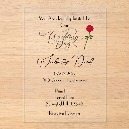 結婚式の日 アクリル招待状 (正面)