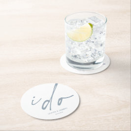 結婚式の日 エレガントなスクリプト I Do ラウンドペーパーコースター