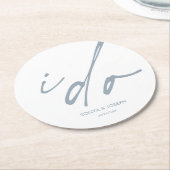 結婚式の日 エレガントなスクリプト I Do ラウンドペーパーコースター (アングル)