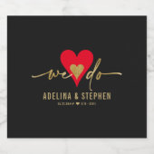 結婚式の日 エレガント シンプル ハート ウェ ドゥ ゴールド スクリプト スパークリングワインラベル (シングルラベル)