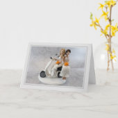 結婚式の日 – スクーターの花嫁 カード (黄色い花)