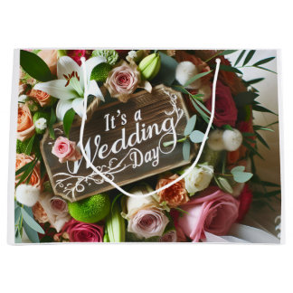 結婚式の日、儀式の花束、Natasha Us ラージペーパーバッグ