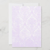 結婚式の旧式なラベンダーのダマスク織のシャンデリア 招待状 (裏面)