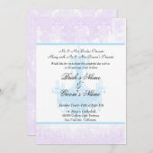 結婚式の旧式なラベンダーのダマスク織のシャンデリア 招待状 (正面/裏面)