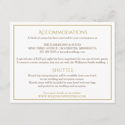 結婚式の明細カード|の豪華な書道(金ゴールド) エンクロージャーカード (裏面)