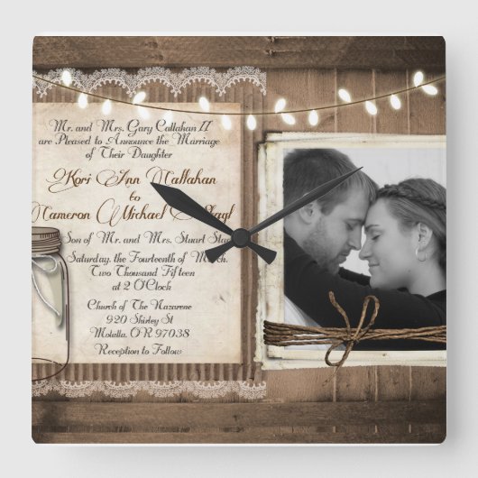 結婚式の時計 スクエア壁時計 (正面)