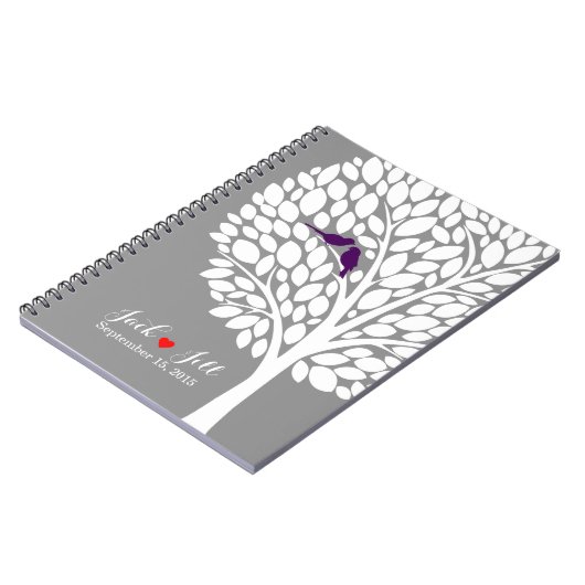 結婚式の木の来客名簿のプランナーのノートの紫色 ノートブック (左側)