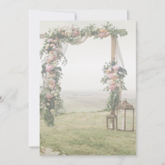 結婚式の木製アーチのランタン 結婚式の駆け落ちスタイル , 招待状 (裏面)