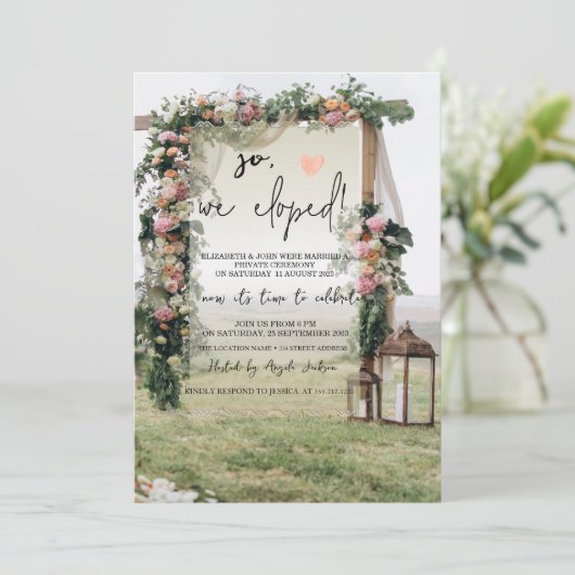 結婚式の木製装飾アーチのランタン 結婚式の駆け落ちスタイル 招待状 (スタンド正面)