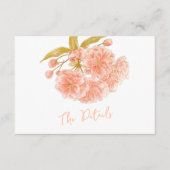 結婚式の桃の花の詳細 平面 エンクロージャーカード (正面)