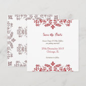 結婚式の案内カード ダマスク柄 招待状 (正面/裏面)