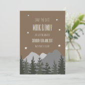 結婚式の案内カード ツリーと山 セーブザデート (スタンド正面)