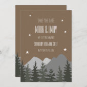 結婚式の案内カード ツリーと山 セーブザデート (正面/裏面)