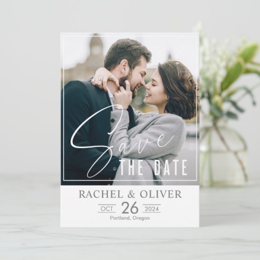 結婚式の案内カード ヴィンテージ 結婚式のお知らせ セーブザデート (スタンド正面)