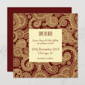 結婚式の案内カード 保存日付 レッド インド 招待状 (正面/裏面)