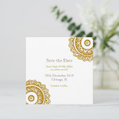 結婚式の案内カード(Save the date) ゴールド/ホワイト セーブザデート (スタンド正面)