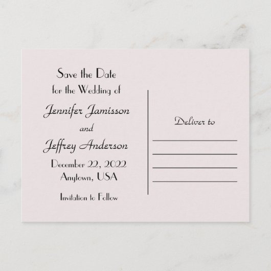 結婚式の案内ピンクの葉っぱ ポストカード (裏面)