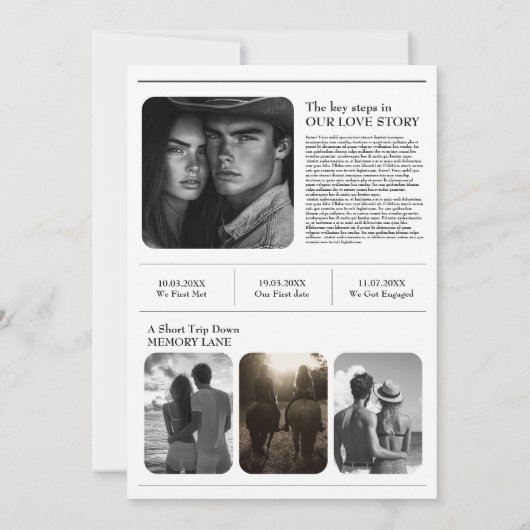 「結婚式の案内新聞　ウェスタンスタイル」 セーブザデート (裏面)