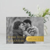 結婚式の案内状 黒白写真付き Save the Date 箔招待状 (立ち正面)