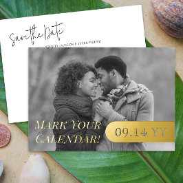 結婚式の案内状 黒白写真付き Save the Date 箔招待状