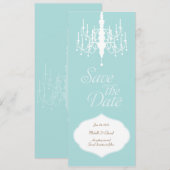 結婚式の案内 シャンデリア 縦型カード セーブザデート (正面/裏面)