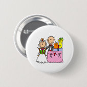 結婚式の棒の姿のカップルボタン 缶バッジ (正面&裏面)