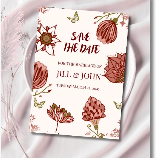 結婚式の植物画 Save the Date セーブザデート