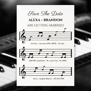 結婚式の楽譜の音符 セーブザデート